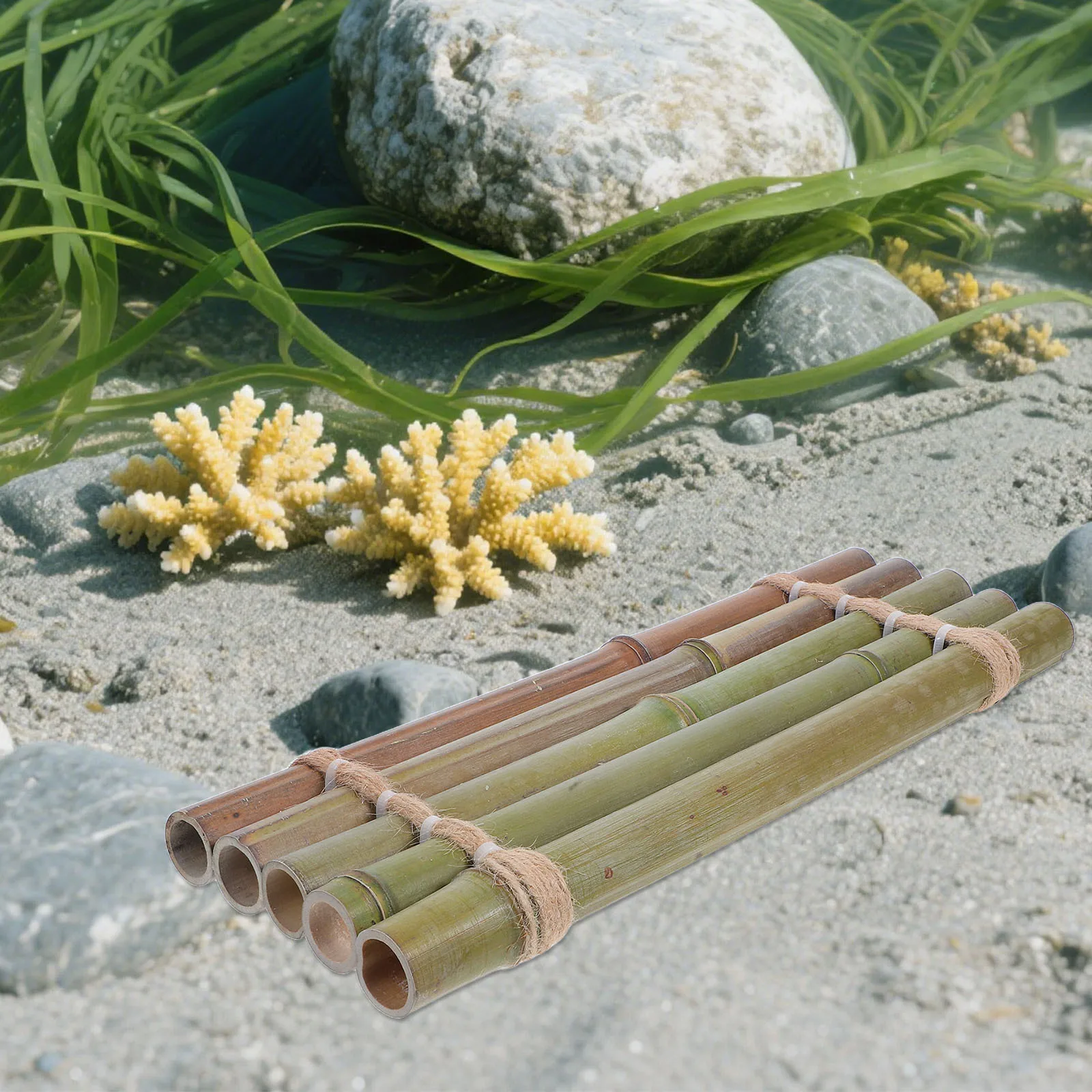 

Bamboo Raft Aquarium Ornament Fish Tank Decoration Handmade Bamboo Mat DIY Fish Tank Accessory Landscaping Decor