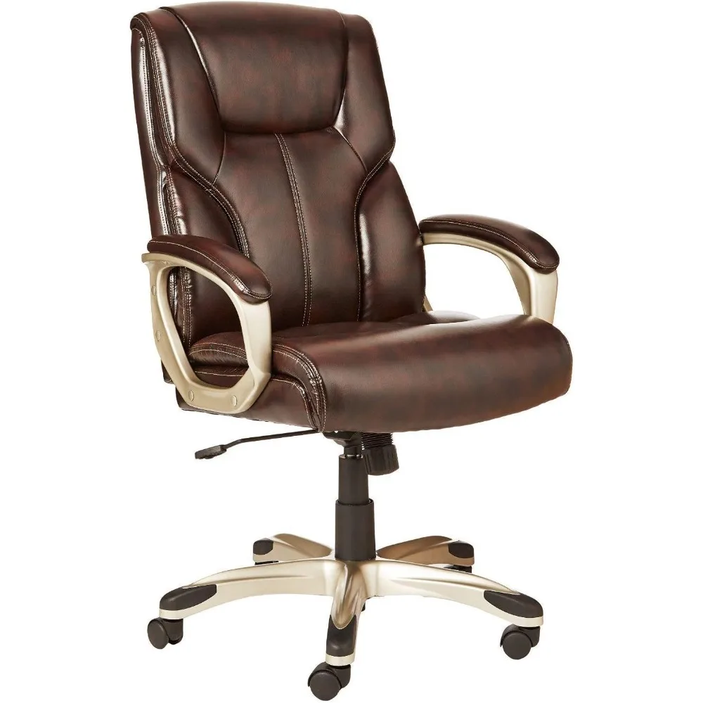 

Office Desk Chair, Adjustable Height, Tilt, Swivel, One Size, Brown/Gold,Office Desk Chair