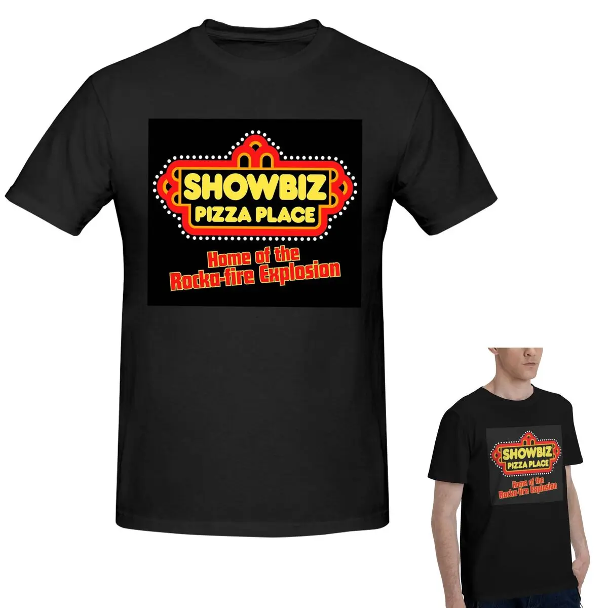 

100% хлопок Showbiz Pizza Place ретро ресторан дизайн футболка мужская забавная футболка большого размера мужские летние рубашки с круглым вырезом топы