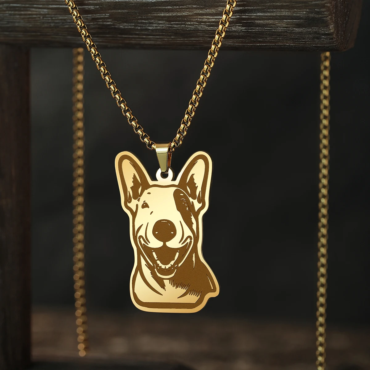 QIAMNI Pet Bull Terrier Dog Pendant Necklaces For Men Women Stainless Steel Cute Animal Chain Choker Friend Lover Gift Jewelry