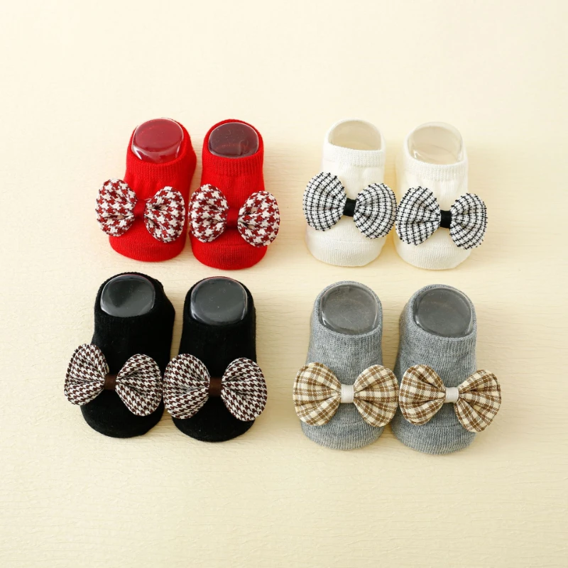 Butterfly Tie Style Baby Floor Socks Summer Thin Boneless Elastic Mouth Baby Walking Socks for Boys and Girls Short Boat Socks