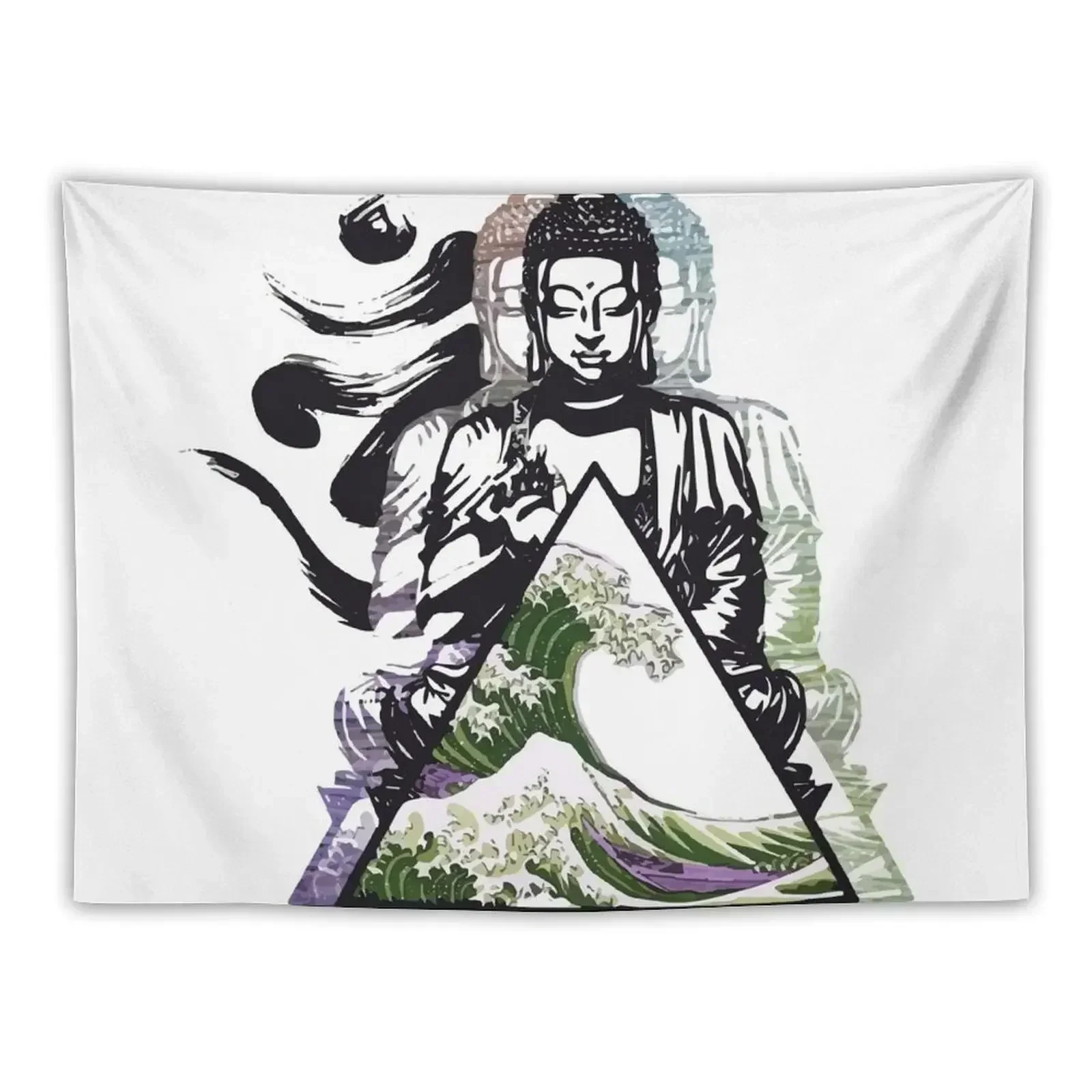 

Buddha vaporwave Japanese inspired digital artwork Tapestry Anime Decor Mushroom Wallpaper Tapestry