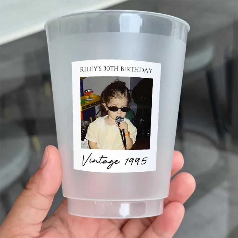 

12/30/50PCS Personalized Birthday Cup - 12oz Plastic Cup, Disposable Plastic Cup, Custom Photo Cup for Birthday Table Decoration