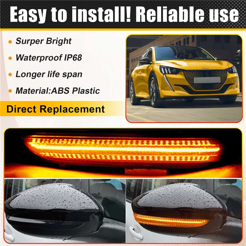 A03Z-Dynamic LED الجانب مرآة الوامض تدفق الضوء ل 208 2008 2012-2020 لسيتروين C3 #3