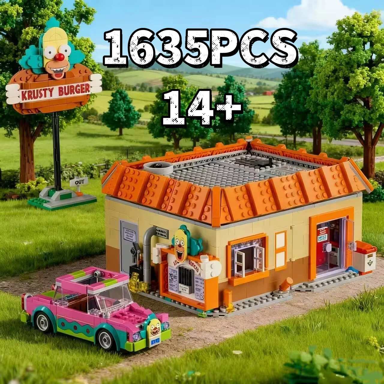 

2026New1635pcs The Krusty 10352 Burger Restaurants Building Blocks Set Bricks Creative Ideas Educational Toys for Children Gifts
