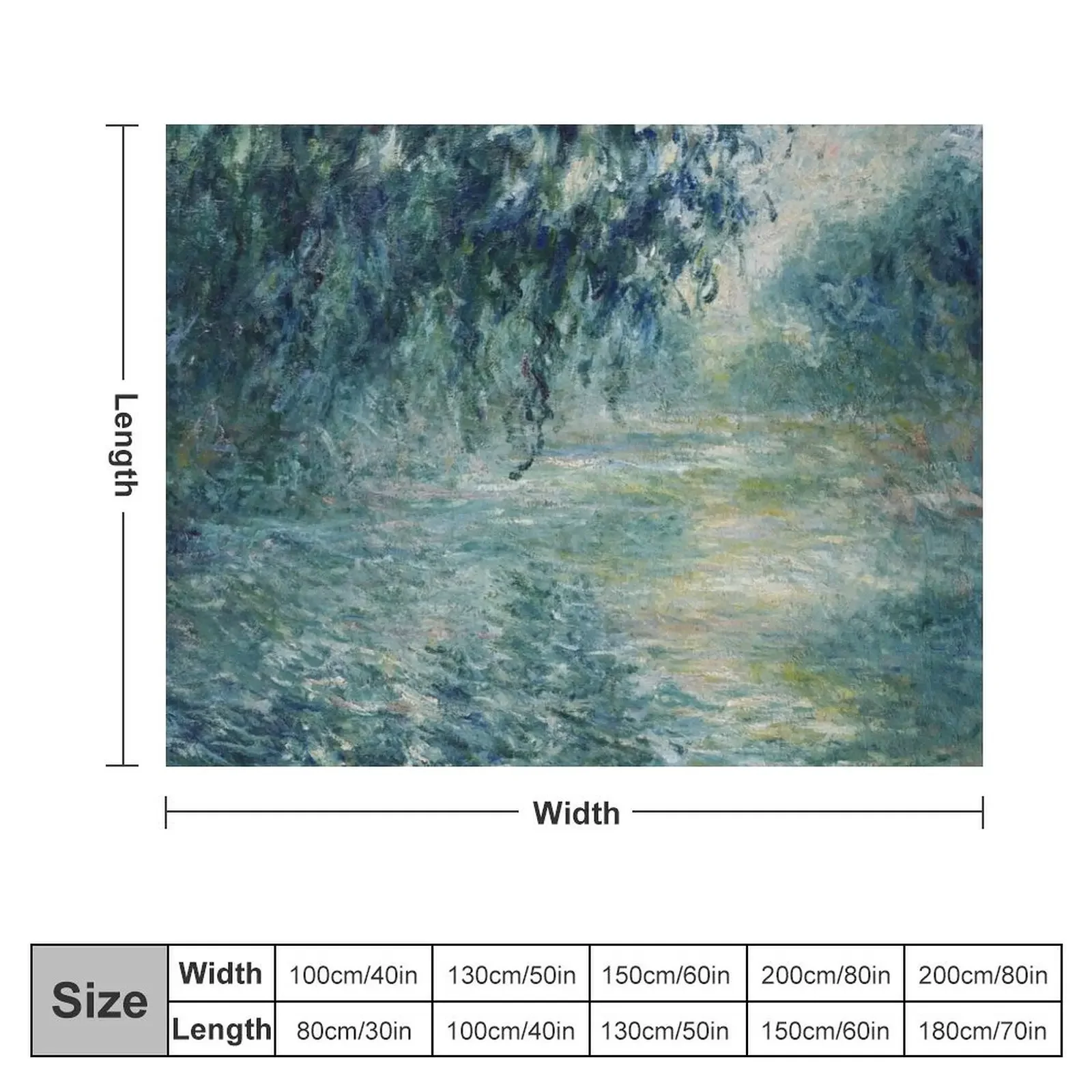 Monet Morning on the Seine Fine Art Throw Blanket Blankets For Sofas blankets ands Sleeping Bag Flannels Blankets