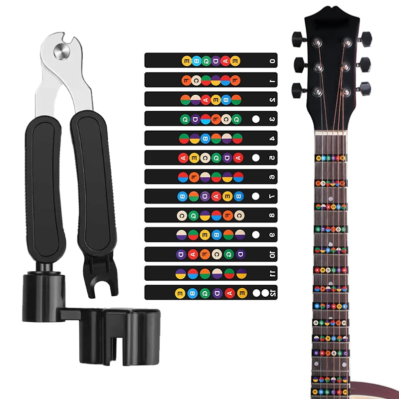 

Multifunction Guitar 3in1 String Changing Winder Bridge Remover Pin Puller Gadgets Fretboard Scale Sticker Music Class Props ZYF