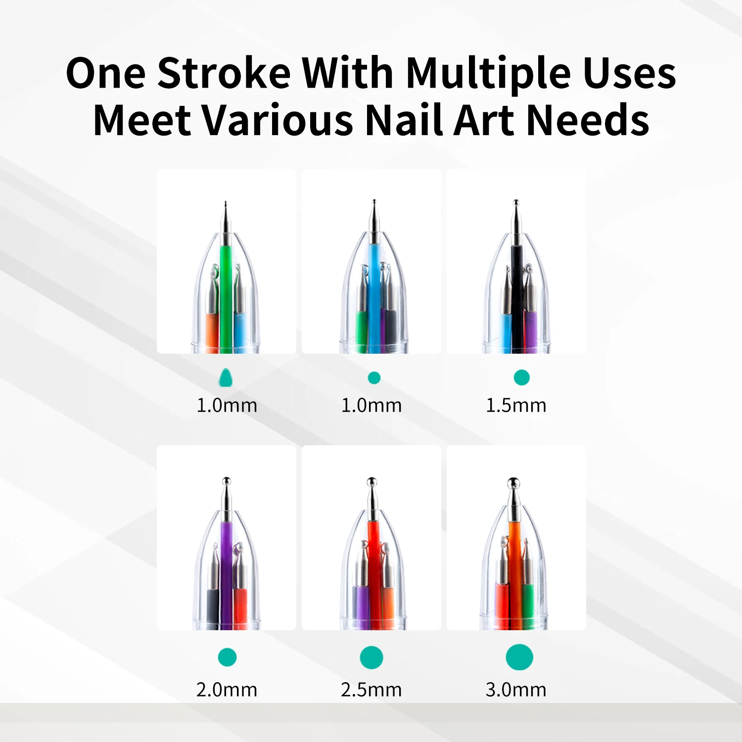 1/2PCS 6-in-1 Magic Pen Nail Art Multi-tip Nail Dotting Tool Gel Polish Painting Pen for Salon Home DIY Manicure Designs