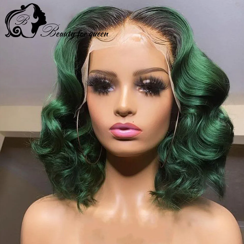 hot-sale-short-bob-wave-women-cosplay-2026-high-quality-13x4-lace-front-human-hair-wigs-180-density-1b-green-colored-fashion