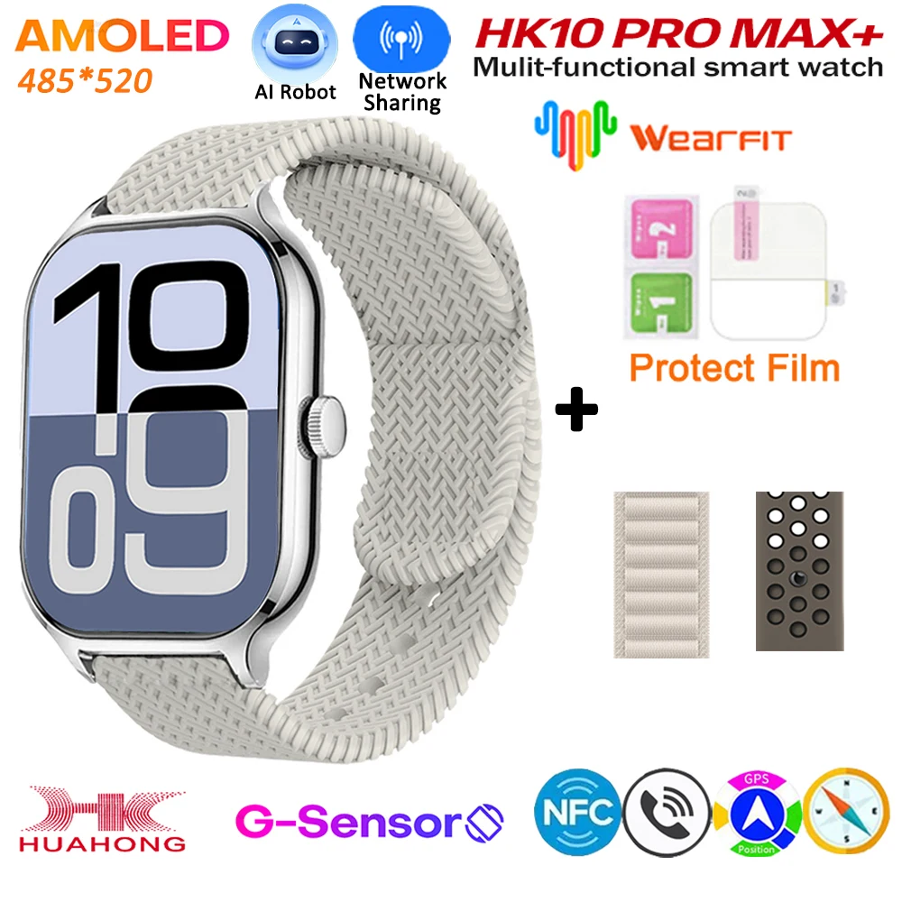 2025 HK10 Pro Max Plus GEN2 SmartWatch Original Series 10 AI ROBOT AMOLED NFC Compass GPS 4GB Local Album Music Network Watch