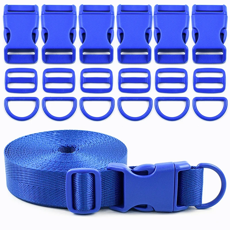 2-20 مجموعات Meetee 20/25 مللي متر طوق بكلاب إصلاح الملحقات على ظهره النايلون الشريط إغلاق الإصدار مشبك D حلقة ضبط ثلاثي الإنزلاق المنزلق