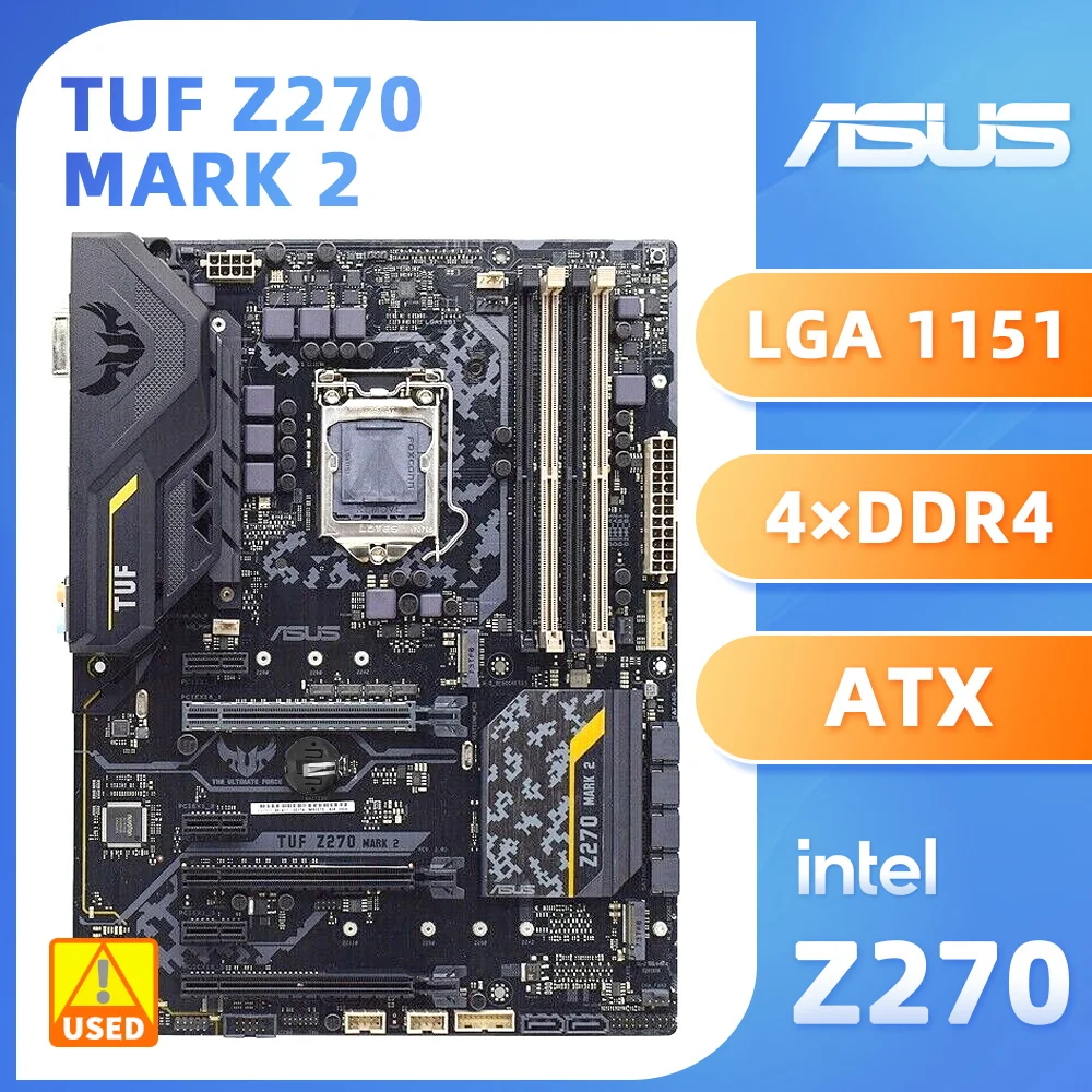 

ASUS TUF Z270 MARK 2 Motherboard LGA 1151 Intel Z270 chipset For Core i7-7700K i5 7500 i3-6300 CPU Support DDR4 Memory 64GB ATX