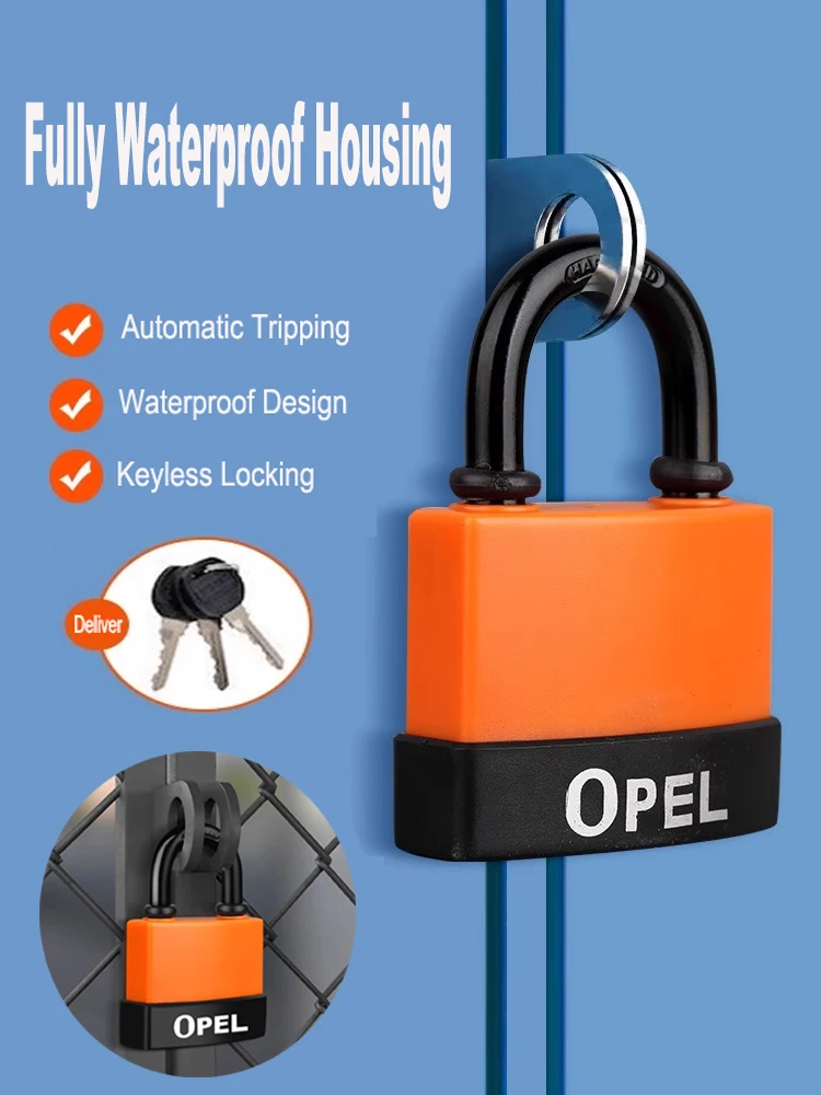 

Heavy Duty Metal Padlock With Long Handle And Key, Anti-Theft And Anti-Pry Lock Set, Durable Waterproof Lock, Security Door Lock