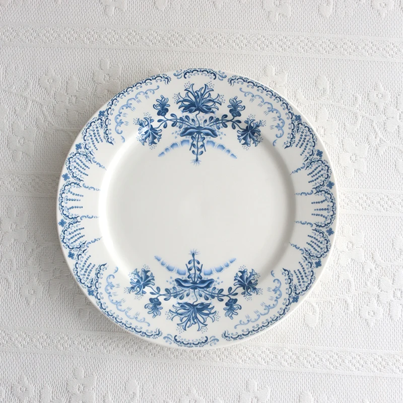 الفرنسية الأزهار طباعة كوب سيراميك طقم أطباق 220 مللي جديد الإبداعية الجمالية مقبض أكواب القهوة خمر كعكة الشاي بعد الظهر طبق الحلوى