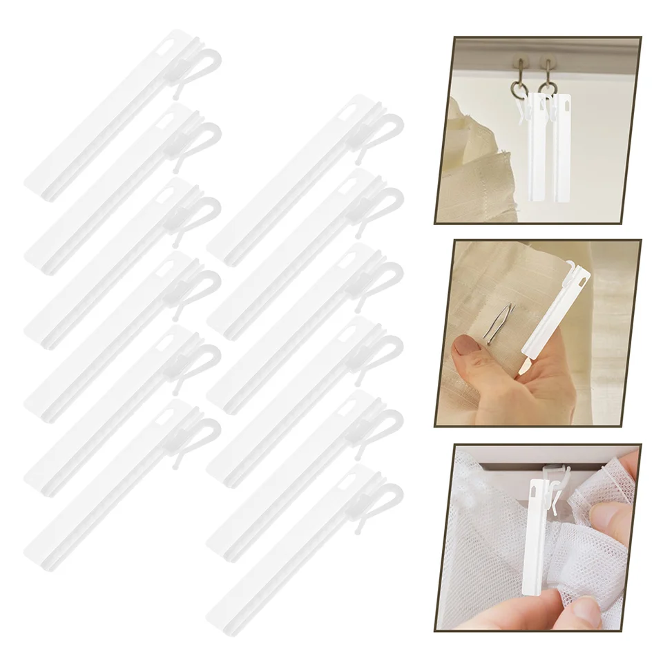Lot 50 Crochets Rideaux Plissés Réglables En Plastique Blanc - Système Cliquet 90mm