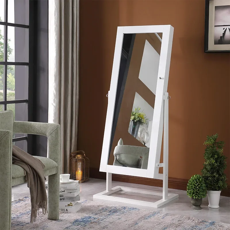 مرآة كاملة الطول من الأرض إلى السقف، وخزانة مرآة مكياج متحركة، وخزانة تخزين خزانة المجوهرات