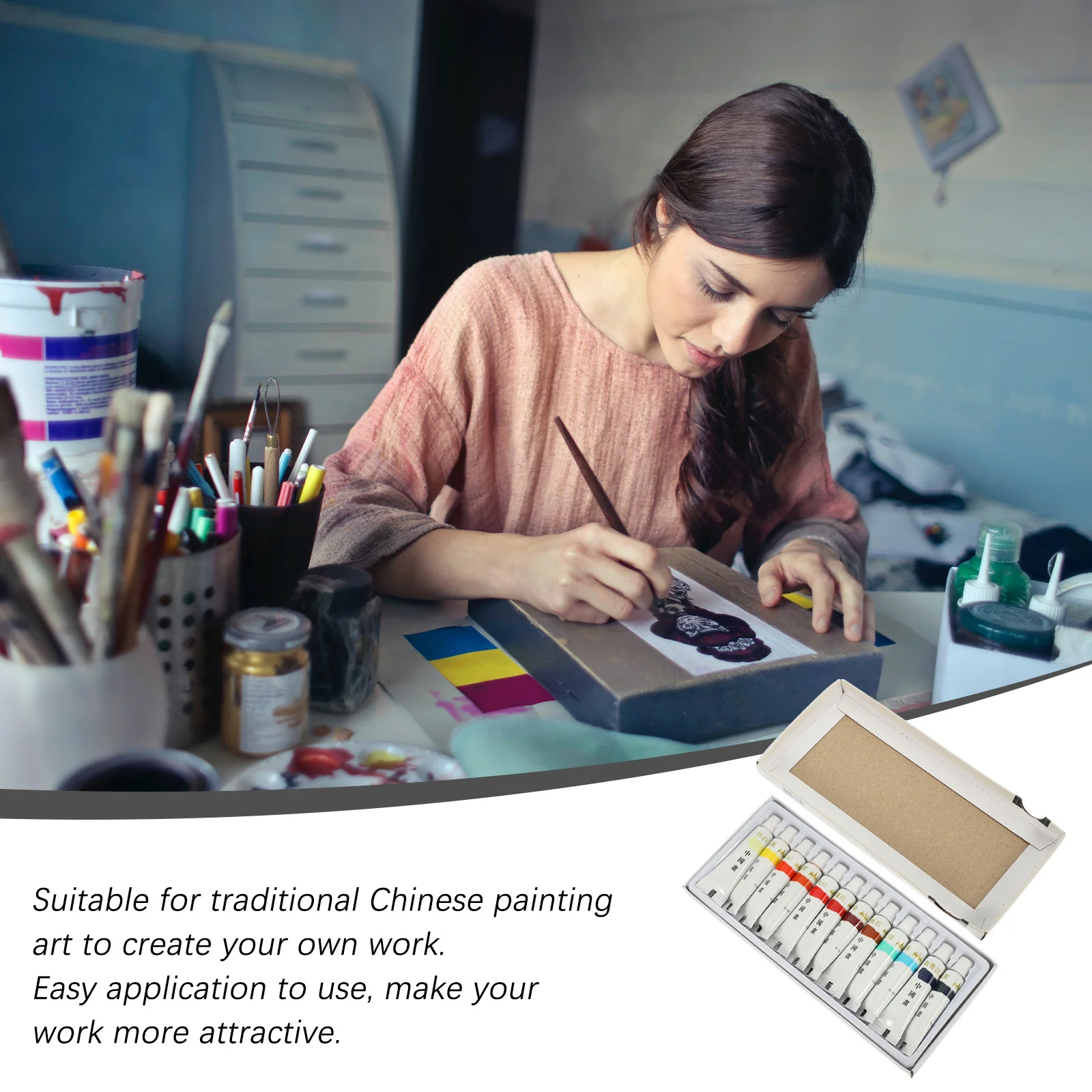 1Set Premium Chinese Painting Pigments Mountain Water Ink Colors for Artistic Creation Lightweight Portable Set Useful Creative