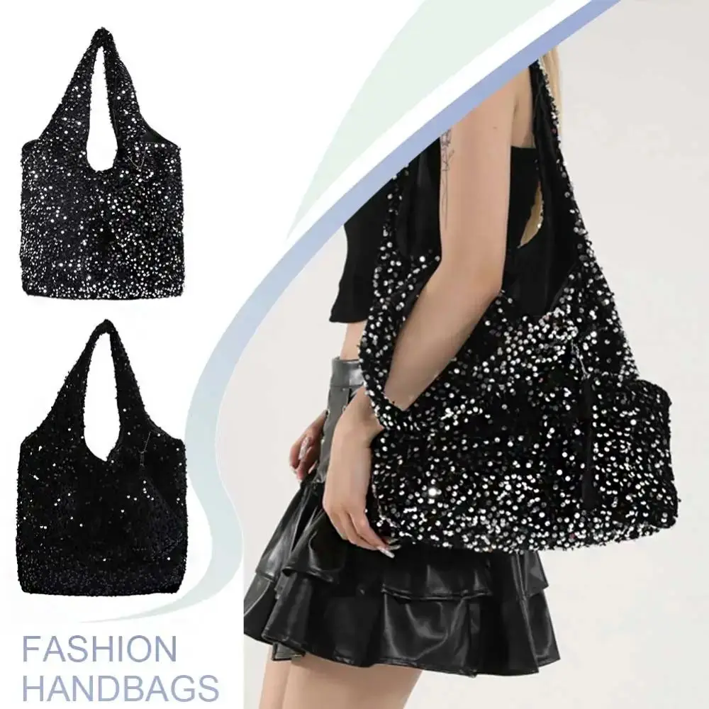 

Simple Evening Bag Sequin Tote Bag Shiny Purse Blingbling Handbag Fashion Large Hobo Bag Travel