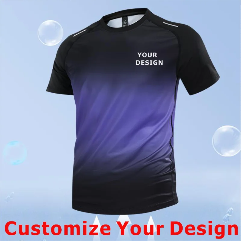 Customize Your Design Running T-shirt Men Summer Top Reflective Quick Dry Short Sleeve Breathable Fitness Sports Jersey XXS-5XL