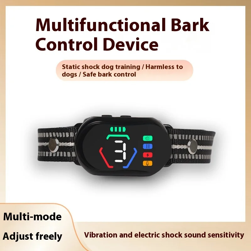 

Adjustable Anti-Bark Dog Collar with Color Display Safe Static Vibration & Beep Modes No-Harm Training Collar for Large Dogs