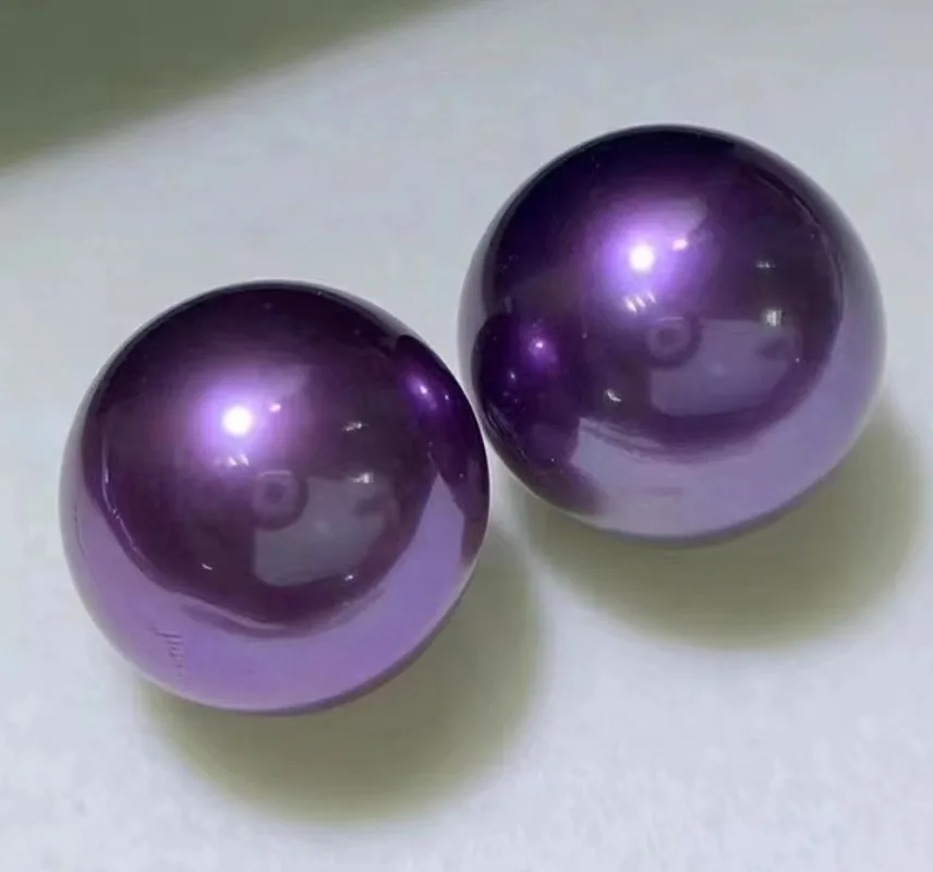 

Пара из 12 мм нержавеющей стали фиолетового лавандового круглого жемчуга с непросверленным