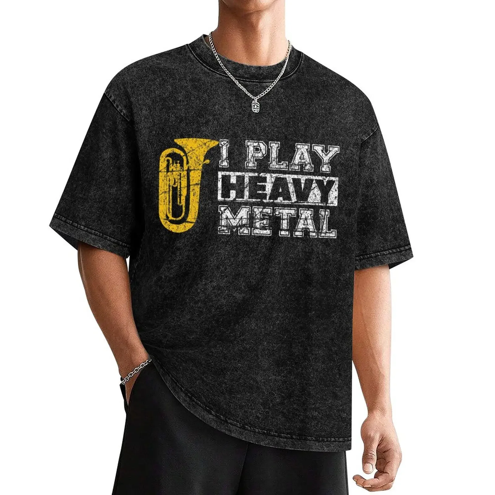 

I Play Heavy Metal Funny Tuba T-Shirt oversizeds sports fans blue archive basketball graphic tees men tshirt