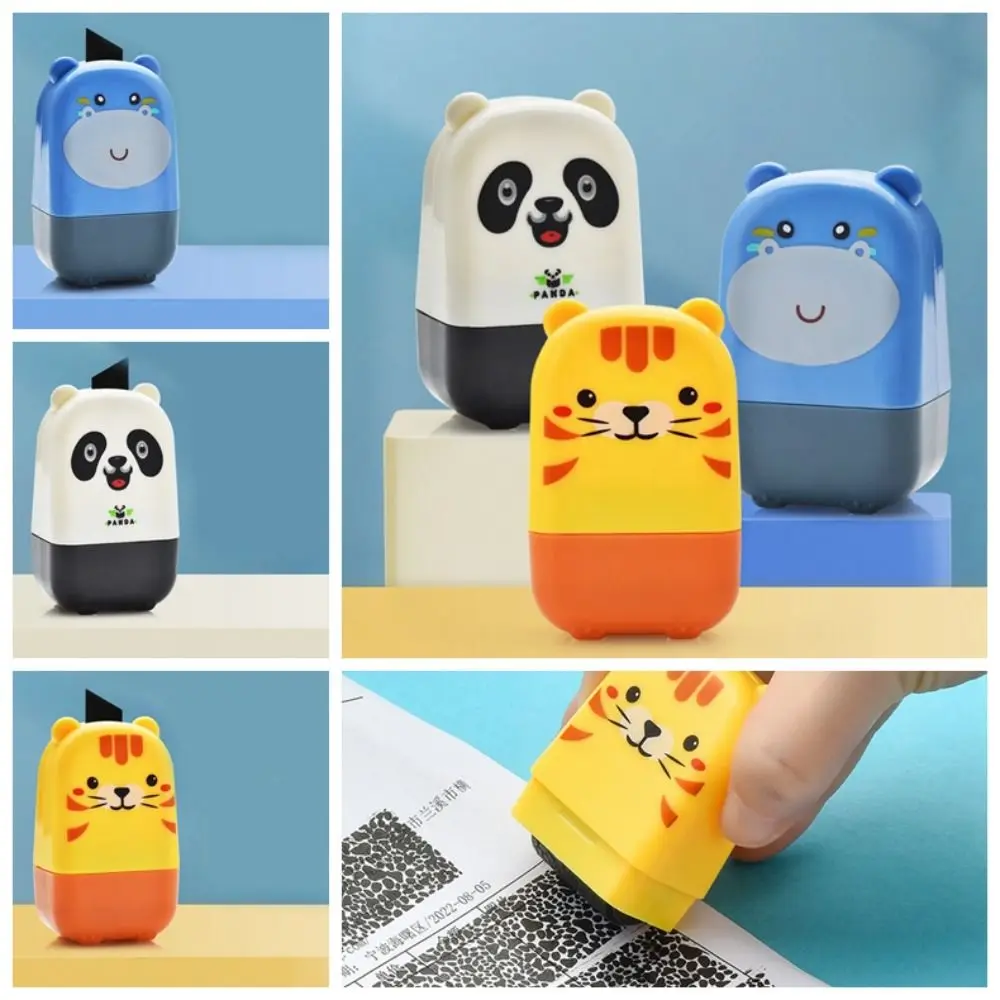 3 Color Cartoon Security Stamp Roller Self-Inking Portable Rolling Privacy Seal Express Bill Applicator Messy Code