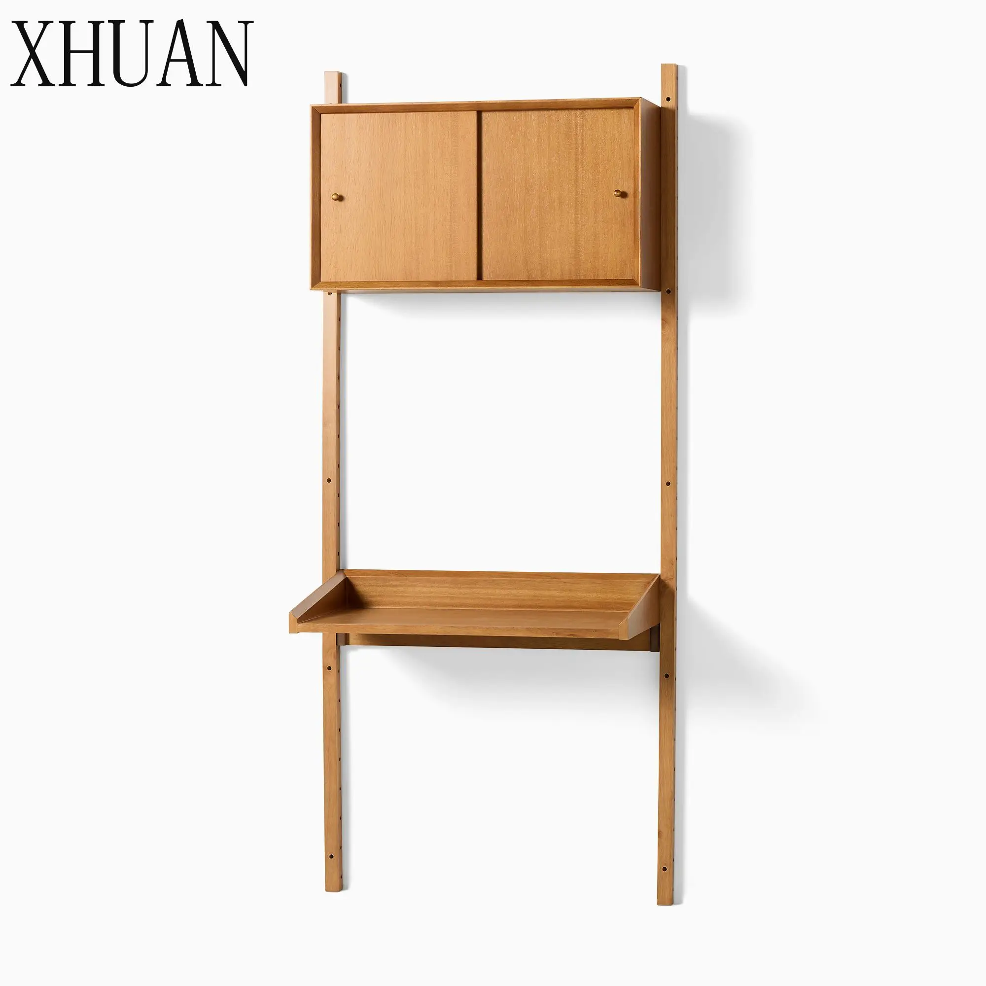 Custom Mid-Century Modular Bookshelf Living Room Wooden Furniture Shelving System Streamlined Shape Wall Bookshelf
