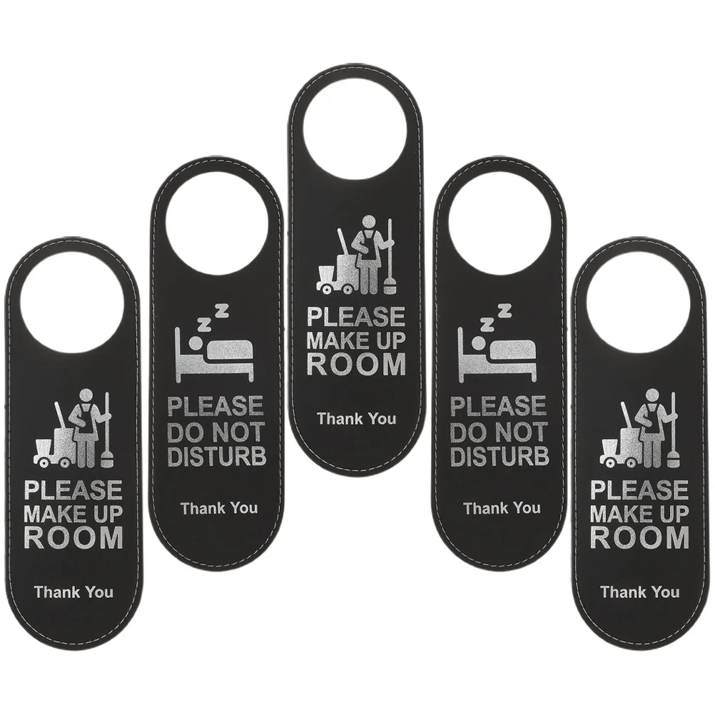 5 Pcs Door Listing Stickers Not Disturb Hanger Sign Handle Knob Available Black Distrub Tag Hotel Busy for Office Baby