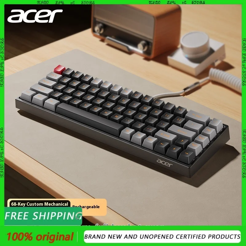 

Механическая клавиатура Acer, беспроводная Bluetooth, проводная, 68-клавишная, офисный игровой компьютер, ноутбук, цифровая клавиатура
