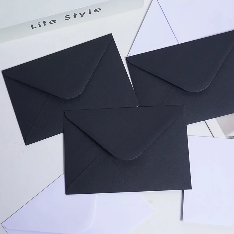 50pcs White/Black Envelope Business Supplies 120g Paper 16x11cm Postcard Giftbox Message Packaging Invitation Wedding Stationery