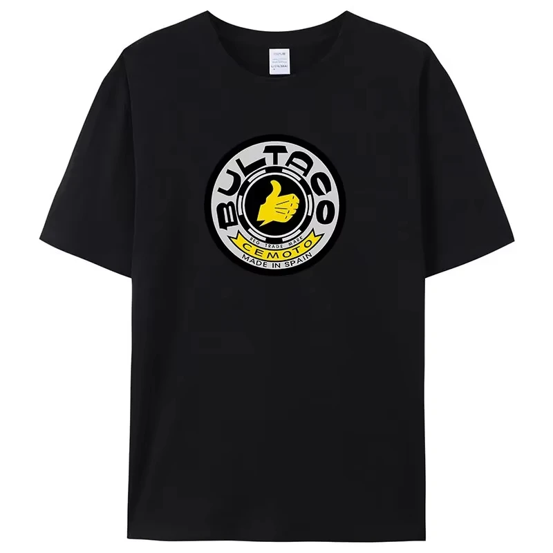 

High-quality men's T-shirt, white motorcycle printed T-shirt, unise-friendly fashionable crew collar T-shirt, black