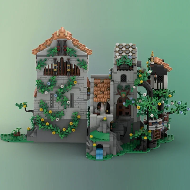 Castelo medieval modelo moc tijolos de construção casa de madeira castelo floresta tecnologia modular presentes feriado montar crianças brinquedo terno