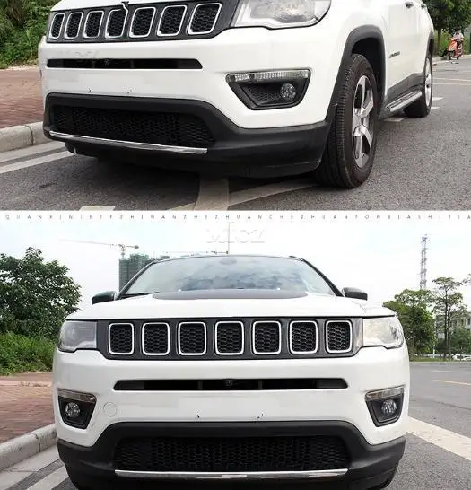 For Jeep Compass Red/Silver ABS Car Front Bumper Plate Cover Decorations Accessories Protector Cover 2017 2018 2019