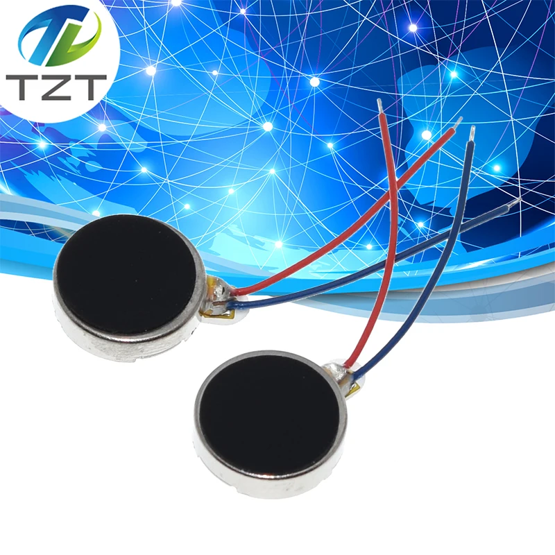 TZT 10PCS DC 3V 70mA 12000 RPM For Phone Coin Flat Vibrating Vibration Motor Vibration Motor G08 1027