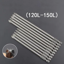 10pcs/lot 120/150mm Length Cross Screwdriver Bit 1/4' 6.35mm Hex Shank PH1 PH2 Impact Phillips Screw Driver Drill Bit Tools