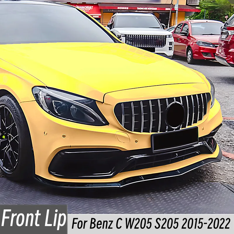 

For Mercedes Benz C W205 S205 2015-2022 C63 Car Front Bumper Splitter Lip BodyKit Protector Guard Exterior Tuning Accessories
