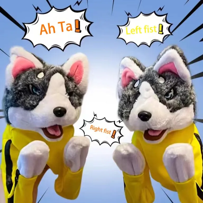 Kawaii มวย Husky หุ่นมือตุ๊กตา Kung Fu Husky ถุงมือตุ๊กตาเกมของเล่นนักมวยหุ่นมือหุ่น Action Interactive ของเล่นของขวัญ