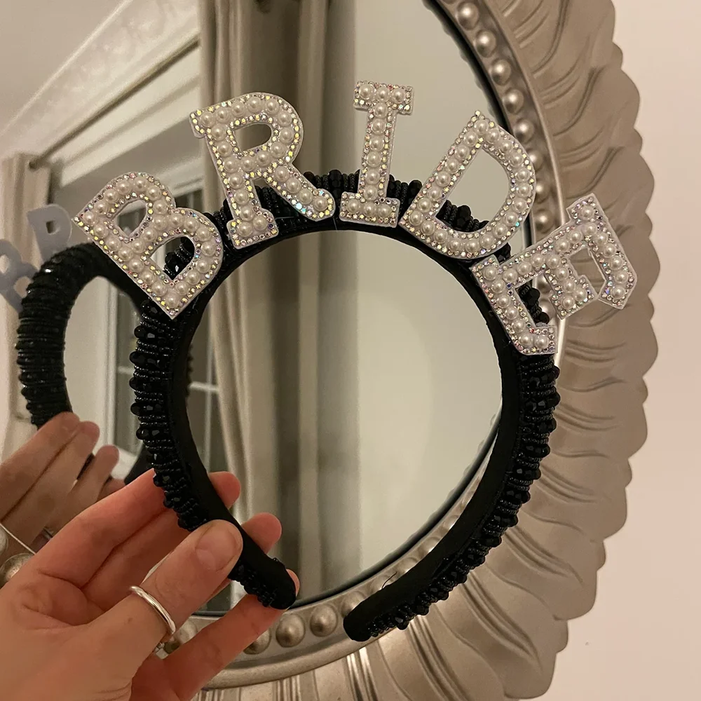 4Pcs Gothic Bachelorette Party Decoration Set Bride To Be Fan Sash Headband Accessories Bridal Shower Gift Till Death Wedding - view 4