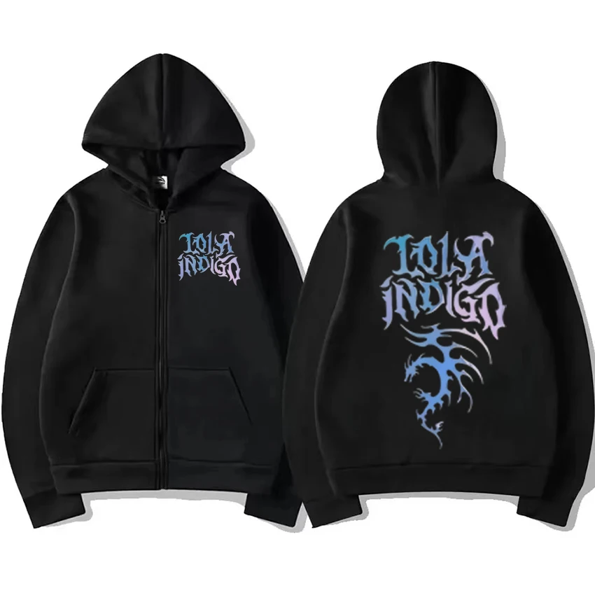 

Singer Lola Indigo 2025 Tour Vintage graphic Zipper Hoodie 2025 Coat Men Women Oversized Streetwear Unisex Fleece Zip-up Jacket