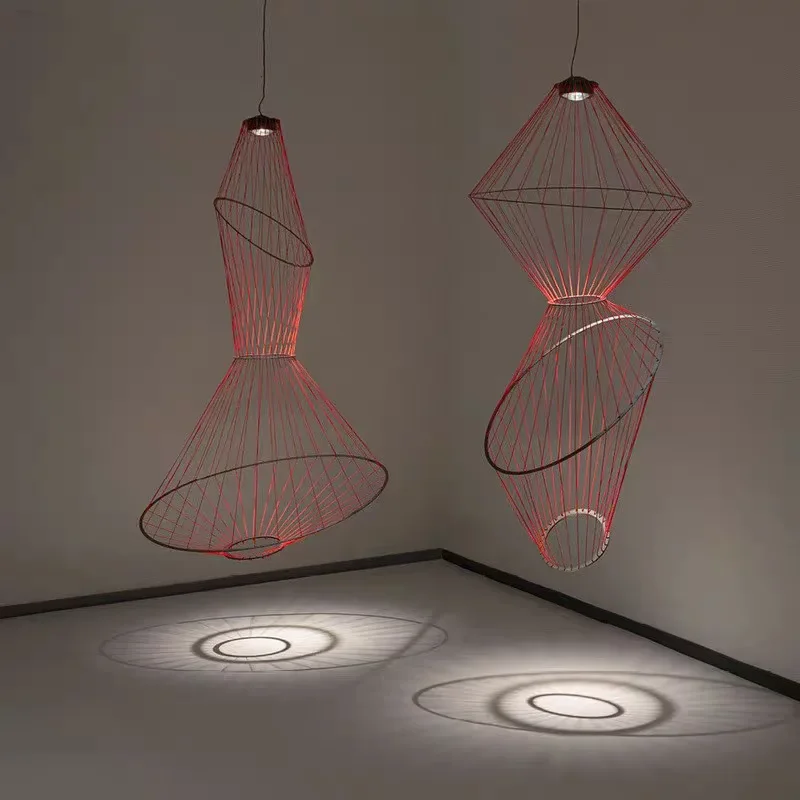 SANDYHA الحديثة الحد الأدنى LED الثريا تصميم خط فريد من نوعه أضواء قلادة لغرفة المعيشة فيلا الديكور الإضاءة الأنيقة