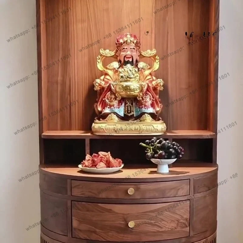 New Chinese Buddhist shrine solid wood offering altar modern living room stand cabinet black walnut Buddhist altar locker