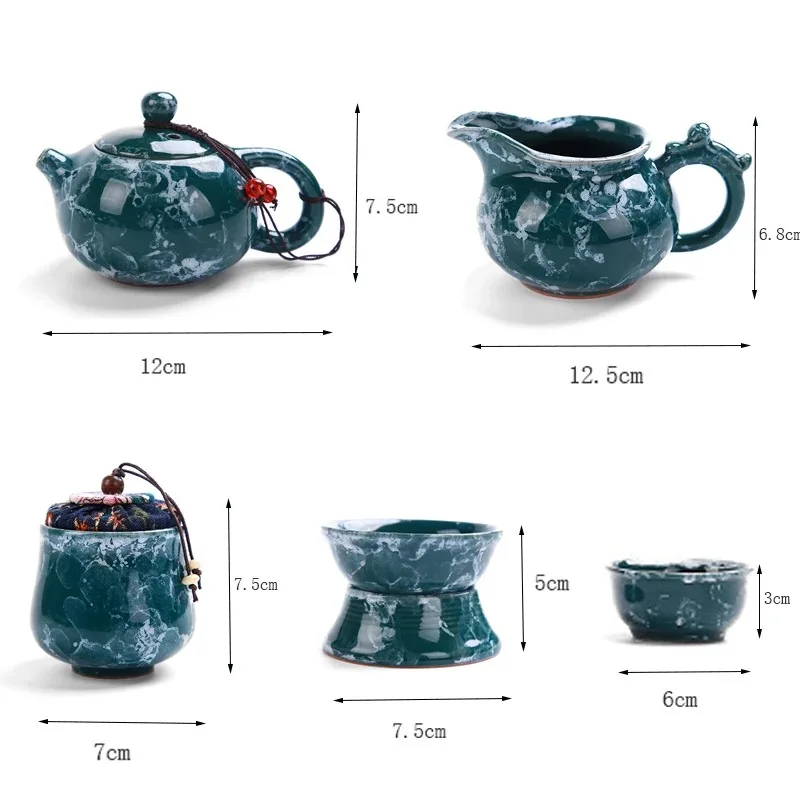 High-grade Stone Pattern Glaze Kung Fu Tea Set Portable Teapot Drinkware Tea Pot Gaiwan Cup Set Ceramic Chinese Puer Tea Kettle