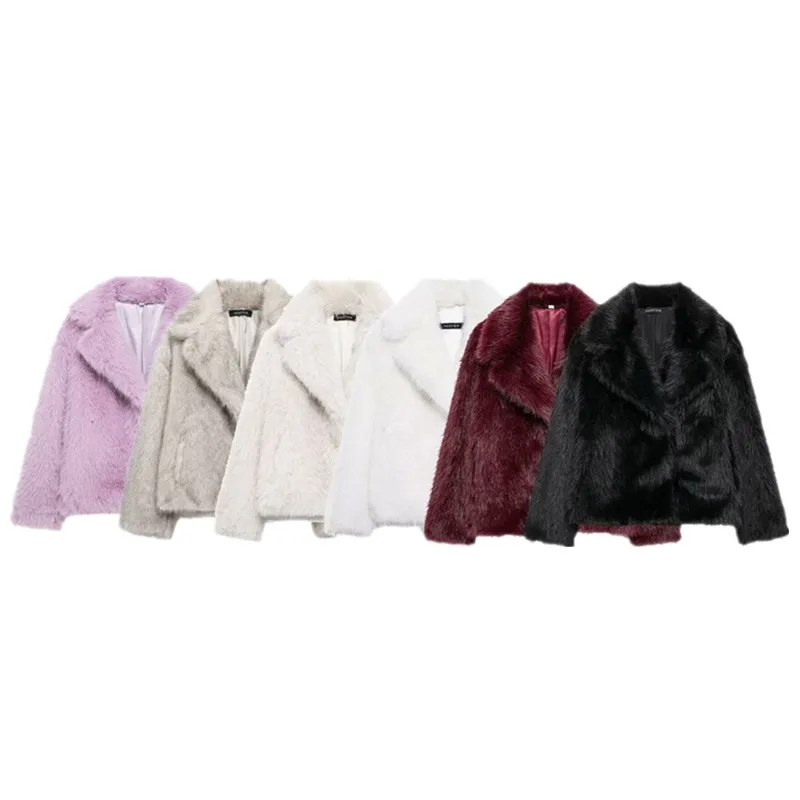 Manteau Long avec col en fourrure artificielle pour femme, polyvalent, coupe ample, longueur régulière, nouvelle collection automne hiver 2024