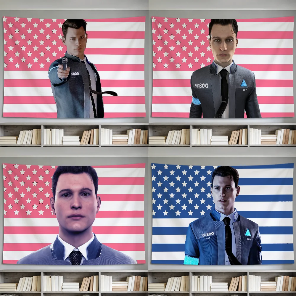 Drapeau de jeu D-Detroit Become Human C-Connor pour chambre, dortoir, fête, maison, chevet, salon, décoration murale, jardin, bannière, cadeau