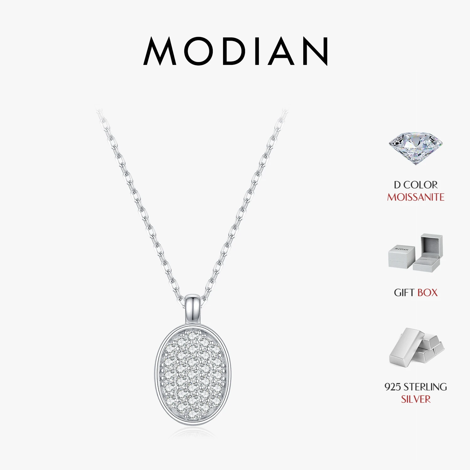 

Цепочка MODIAN с муассанитом цвета D, серебро 925 пробы, винтажные элегантные ожерелья с подвеской-пуговицей для женщин, повседневные украшения для офиса, изысканные ювелирные изделия