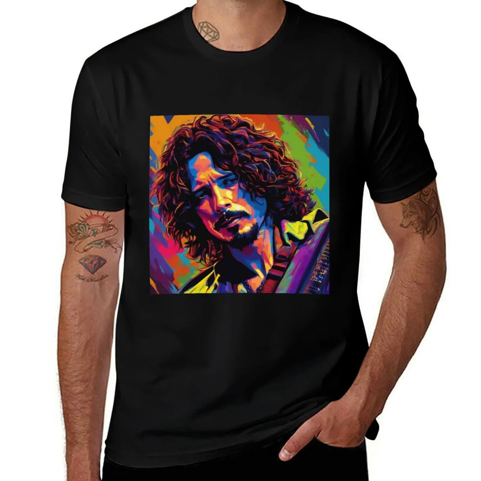 Chris Cornell T-Shirt Simple Solid Color Crew Neck Tee T-Shirt