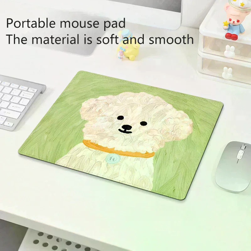 Cute Puppy Mouse Pad Anti-Slip Natural Rubber Lockedge Mousepad Cartoon Dog Office Home Laptop Computer Portable Small Mouse Ma