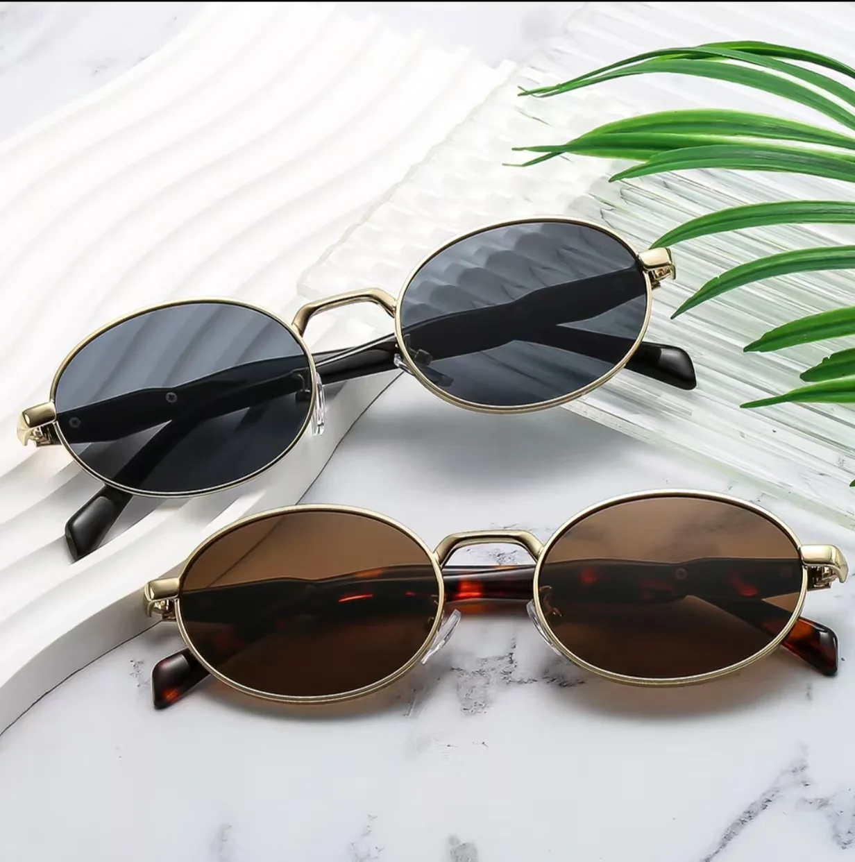 

2025 New Women Oval Metal Sunglasses Fashion Versatile Driving Style High Quality Premium Frame UV Protection Eyewear