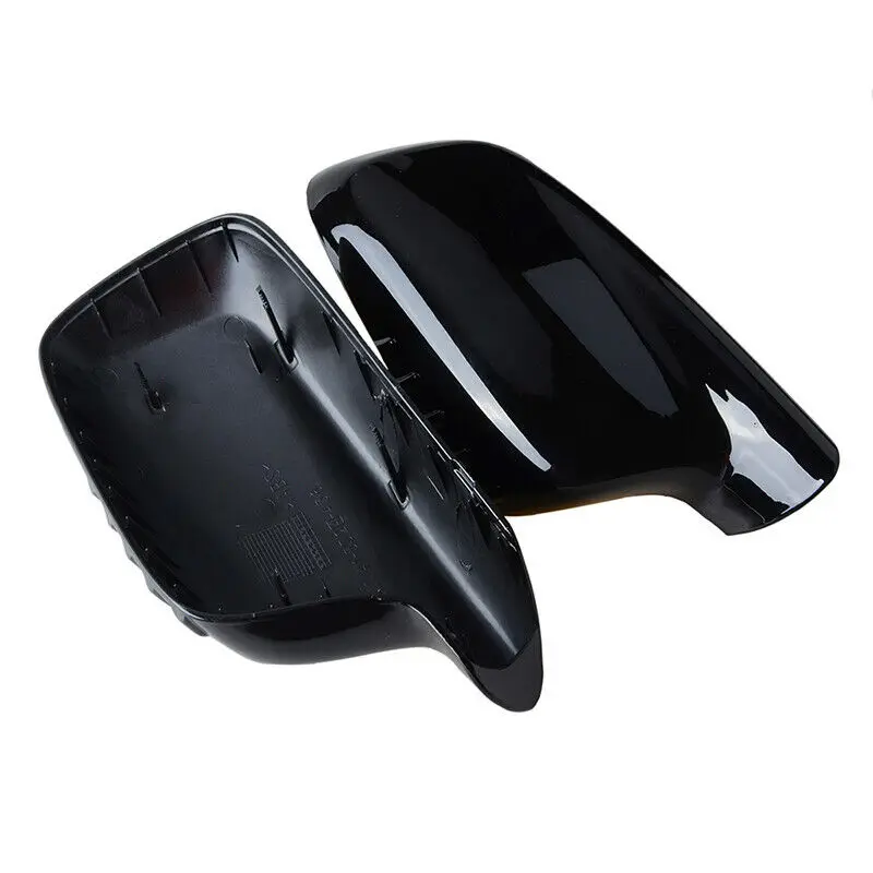 1 Pair Car RearView Mirror Rear View Cover Cap For BMW E46 51167074236 51167074235 Gloss Black Cover